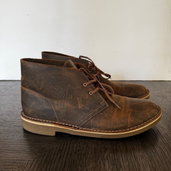 Clarks Chukka Boots Mens Brown Leather Bushacre 2 Desert 10.5M STYLE: 15522 - Picture 4 of 10